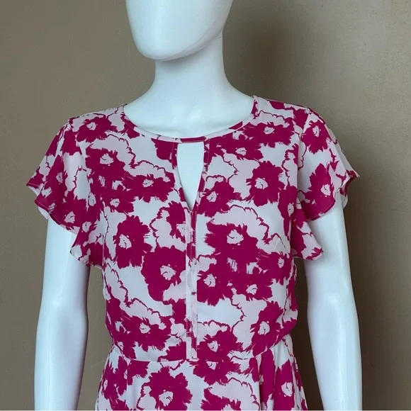 Banana Republic Pink Midi Flutter Sleeve Dress - Picture 2 of 8